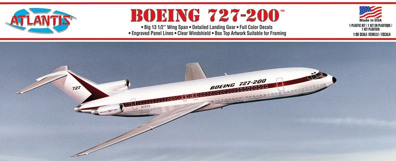 Atlantis Plastic Model Kit-Boeing 727 Airliner Boeing Markings
